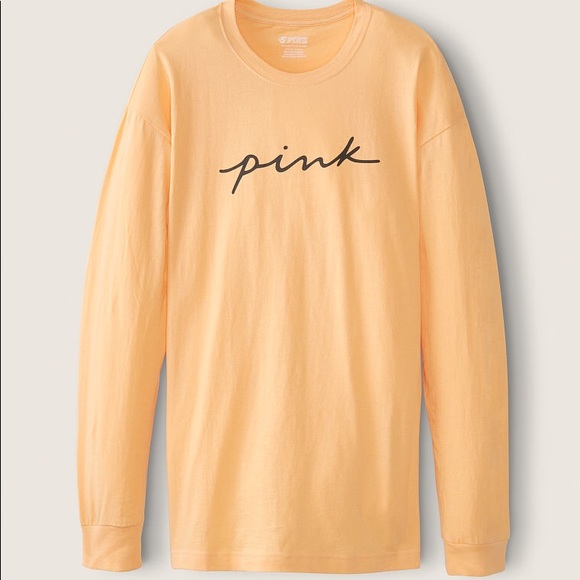 💗VS PINK HONEYCOMB GOLD SCRIPT LOGO CAMPUS TEE - Picture 4 of 6